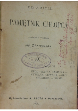 Pamiętnik Chłopca, 1908 r.