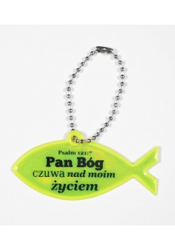 Zawieszka odblaskowa. Rybka - Pan Bóg czuwa...