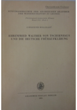 Ehrenfried Walther von tschirnhaus und die deutsche fruhaufklarung plus Autograf Autora