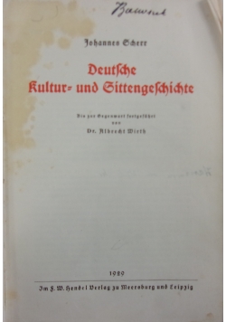 Dutsche Kultur und Sittengeschichte, 1929r.