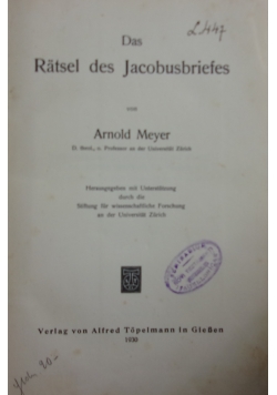 Das Ratsel des Jacobusbriefes, 1930 r.