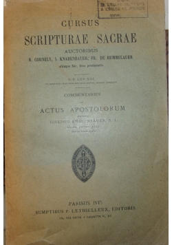 Cursus Scripturae Sacrae, 1928r.