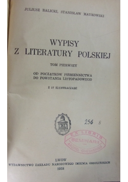 Wypisy z literatury polskiej, 1938 r.