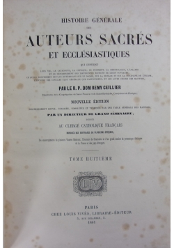Histoire generale des Auteurs Sacres et ecclesiastiques, tom 11, 1861 r.