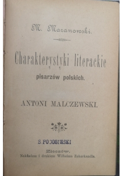 Charakterystyki literackie pisarzów polskich 1900 r.