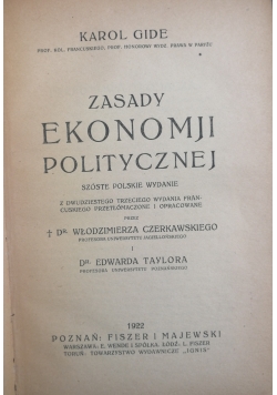 Zasady ekonomji politycznej, 1922 r.