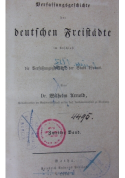 Verfassungsgeschichte der deutschen Freistadte, 1854 r.