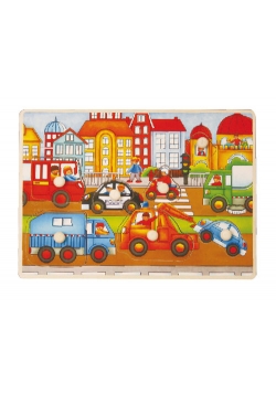 Puzzle drewniane z pinezkami miasto Playme