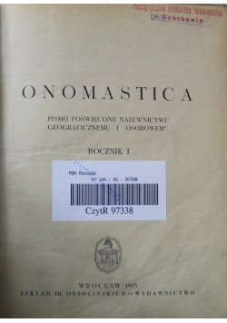 Onomastica rocznik I