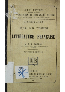 Lecons Sur LHistoire de la Litterature Francaise 1882 r.