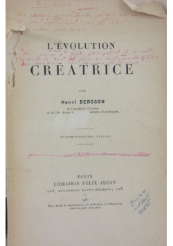 L'evolution creatrice, 1930 r.
