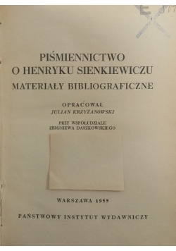 Piśmiennictwo o Henryku Sienkiewiczu