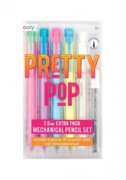 Ołówki mechaniczne Zestaw 4 sztuk. + Gumka. Pastelowe Kolory. Pretty Pop.