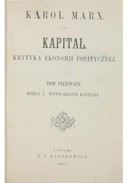Kapitał. Krytyka ekonomii politycznej, 1884 r.