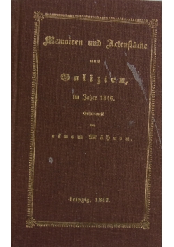 memoiren und Aktenstucke aus galizien,1987 r.