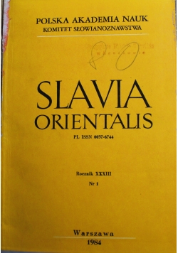Slavia orientalis rocznik XXXIII 4 numery