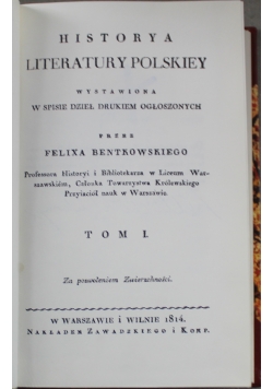 Historia Literatury Polskiey reprint 1814 r.