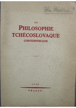 La Philosophie Tchecoslovaque 1934 r