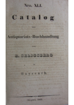 Catalog der Antiquariats-Buchhandlung, 1842r.