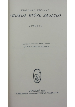 Światło, które zgasło, 1928r