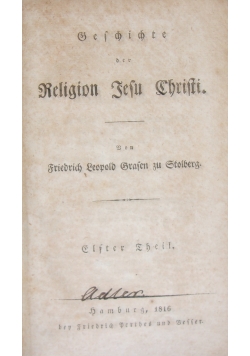 Geschichte der Religion Jesu Christi. 1816 r.