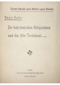 Die babylonischen Bufspsalmen, 1903 r.