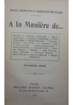 A la Maniere de..., 1920 r.