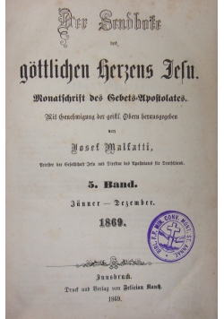 Der Sendbote des gottlichen Herzens Jesu, 1869r.