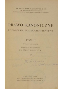 Prawo kanoniczne Podręcznik dla duchowieństwa Tom II 1933r