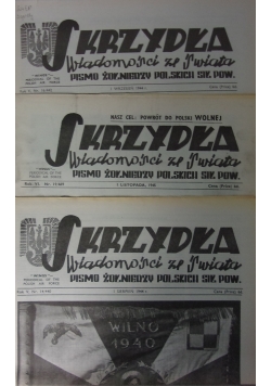 Skrzydła wiadomości ze świata, zestaw 3 gazet , reprint z  1945 r.