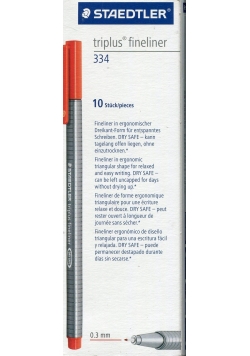 Cienkopis Triplus 0,3 mm czerwony 10 sztuk