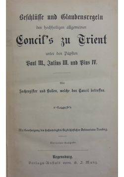 Concilli tridentini, 1865 r.