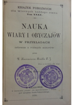 Nauka Wiary i obyczajów , 1890 r.
