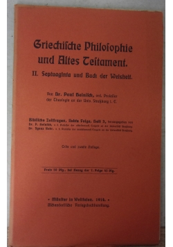 Griechische Philosophie und Altes Testament, 1914 r.