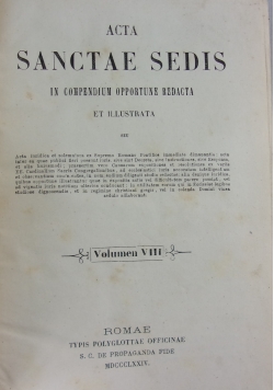 Acta Sanctae Sedis Volumen VIII, 1874 r.