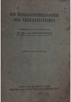 Die religionsphilosophie des neukantianismus, 1924r.