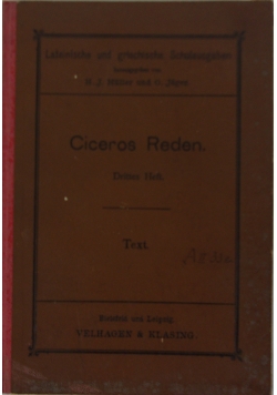Ciceros Reden. Auswahl fur den Schulgebrauch, 1894 r.