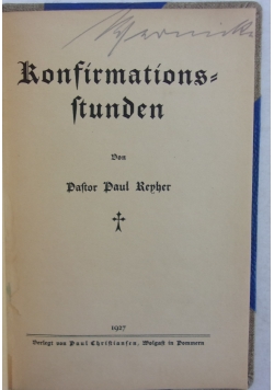 Konfirmations=fenomen und doctor daul becher,1927r.