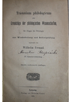 Triennium philologicum oder Grundzuge der philologischen Wissenschaften 1862 r.