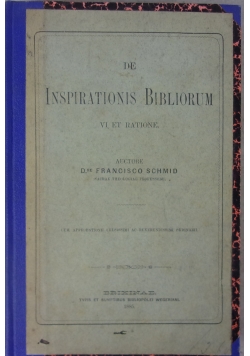 De Inspirationis Bibliorum vi et Ratione, 1885 r.