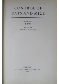 Control of Rats and Mice Volume 1 Rats