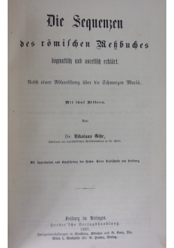 Die Sequenzen des romischen Messbuches, 1887 r.