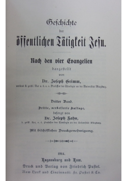 Geschichte der offentlichen Iatigsteit Jesu, 1914r.