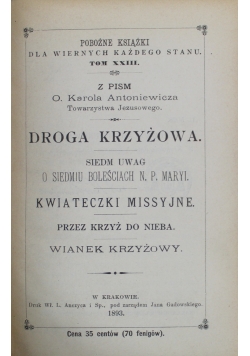 Pobożne książki dla wiernych każdego stanu Tom XXIII 1893 r.