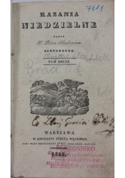 Kazania niedzielne, tom drugi, 1833 r.