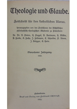 Theologie und Blaube, 1922r.