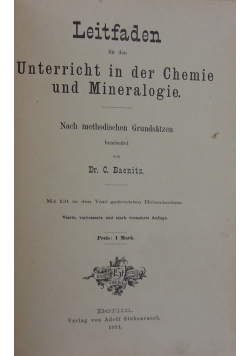 Unterricht in der Chemie und Mineralogie, 1881 r.