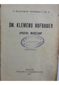 Św. Klemens Hofbauer, 1927r.