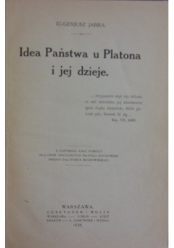Idea Państwa u Platona i jej dzieje , 1918 r.
