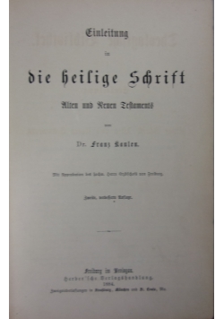 Einleitung in die heilige Schrift. 1884 r.